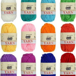 12 Skeins Acrylic Yarn Mini Craft Yarn 100% Acrylic Yarn for Crocheting, Starter Crochet Bulk Yarn for Child, Adult Knitting Crochet & Crafts (12 x 15g)