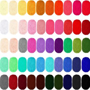50 Rolls Acrylic Yarn Skeins Assorted Soft Yarn for Crocheting 4390 Yards Multicolor Crochet Yarn Colorful Knitting Yarn Starter Crochet Kit Yarn Bulk for Halloween Adults Craft Project 50 Colors