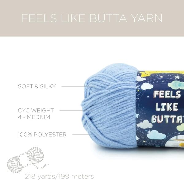 Lion Brand Yarn Feels Like Butta Soft Yarn for Crocheting and Knitting, Velvety, 3-Pack, Ice - Image 2